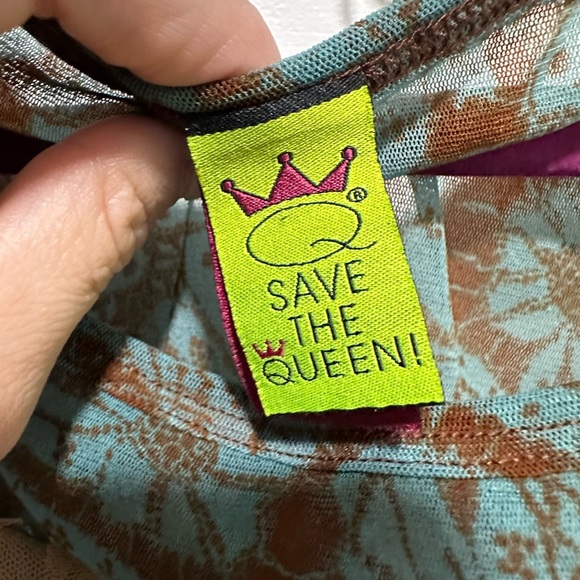 Y2K Save the Queen Sheer Floral Paisley Top Fairycore Mermaidcore Size Med - Picture 6 of 9